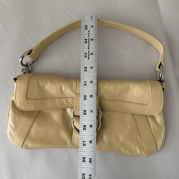 Hobo International Leather Baguette HandBag Purse 11.5x6 Light Yellow Y2K - Picture 10 of 10